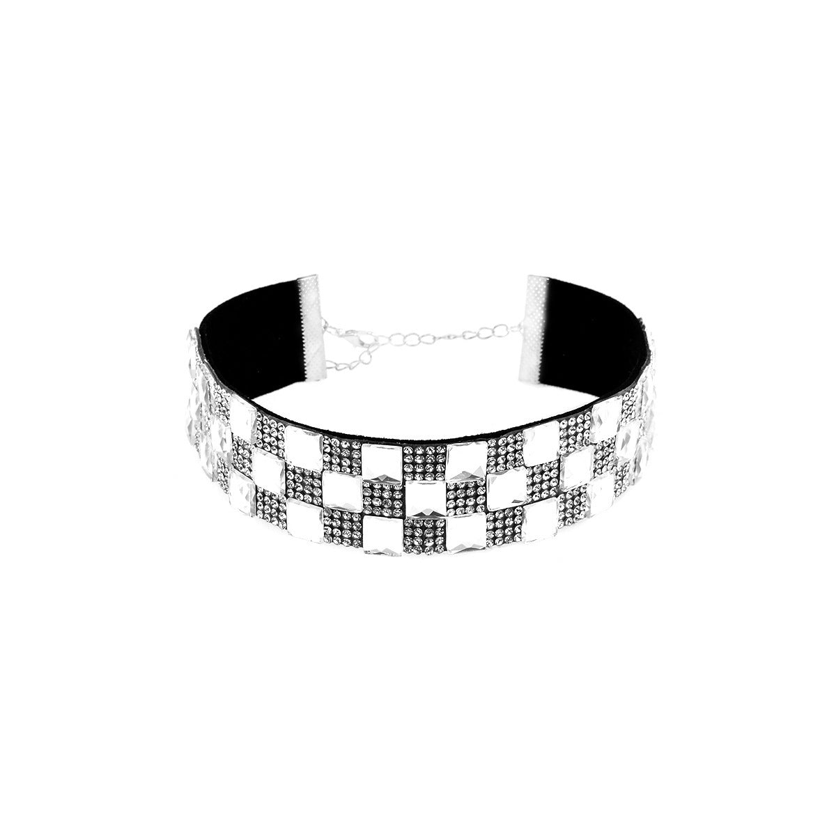 Wholesale Exaggerated Square Diamond Faux Suede Necklaces